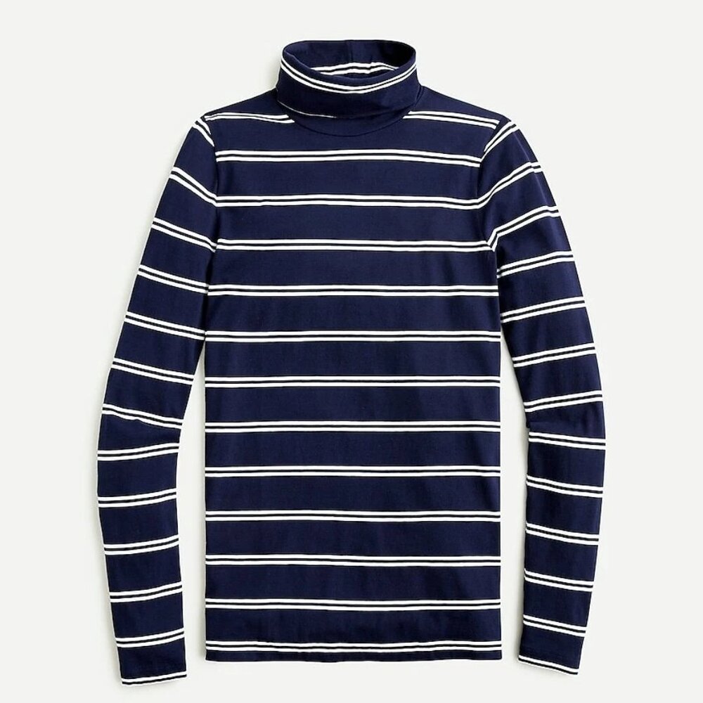 J.Crew Tissue turtleneck in stripe-cotton-AS052-NAVY WHITE FREDA STRIPE-NWT